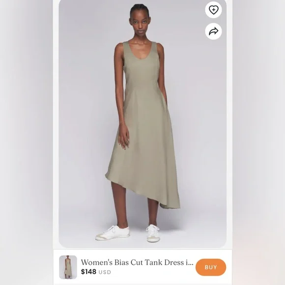 NWT KOTN Bias Cut Asymmetrical Tank Dress in Laurel Oak Xsmall - Picture 3 of 8